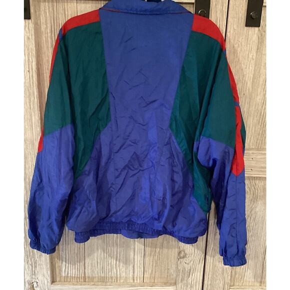 Vintage Active Wear Nylon Jacket Zip Up Blue Red Green Size large - Picture 7 of 9